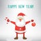 Happy New Year post card template. Vector Illustration of Santa Claus.