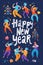 Happy New Year poster with dancing people on party