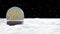 Happy new Year snow globe with golden glitter text and falling snow