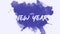 Happy New Year text with blue watercolor brush on white gradient