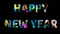Happy New Year Text mark and rainbow light blink