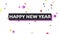 Happy New Year text with memphis abstract geometric pattern