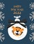 Happy new year tiger postcard 2022. Vector flat illustration. Giftcard
