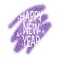 Happy new year typography on ultra violet glitter. Trendy