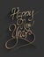 Happy new year vector in embossed black and gold