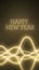 Happy new year Vertical Abstract Neon Waves Background. Light Shapes On gold and reflective