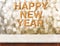 Happy New Year wood texture with sparkle star hang on marble tab