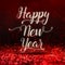 Happy New Year word at red sparkling glitter perspective background,Holiday concept