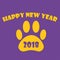 Happy New Year yellow typography with dog footprint and 2018