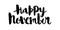 Happy November, black calligraphic vector inscription