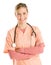 Happy Nurse With Stethoscope Standing Arms Crossed