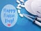 Happy nurses day greeting card on blue