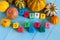 Happy October wooden blocks with many-coloured