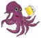 Happy octopus with drink