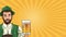 Happy oktoberfest celebration animation with german man drinking beer