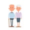 Happy old couple together. Cute Seniors couple holding hands. Happy grandparents day. Vector Illustration of happy retirement.