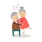 Happy old, elder, senior couple hugging, laughing