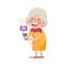 Happy Old Woman Watch Movie From Smart phone