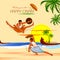 Happy Onam background for Festival of South India Kerala with Kalaripayattu dance form