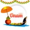 Happy Onam banner or poster design with worship pot, traditional