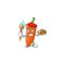 Happy orange chili painter cartoon icon with brush