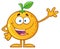 Happy Orange Fruit Cartoon Mascot Character Waving For Greeting