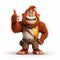 Happy Orangutan Cartoon Character: Kong - Hyper-realistic Illustrations