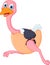 Happy ostrich cartoon running with egg