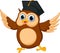 Happy Owl cartoon wearing graduation cap