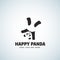 Happy Panda Abstract Vector Emblem or Logo Template. Funny Bear Upside Down.