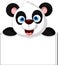 Happy panda cartoon with blank sign