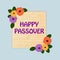 Happy Passover greeting card. Pesach holiday concept with matzah and bouquet of roses