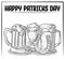 happy patricks day beer coins horseshoe and clover sketch design