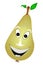 Happy pear with a funny face isolated on white background