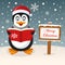 Happy Penguin & Merry Christmas Sign