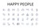 Happy people line icons collection. Joyful individuals, Contented beings, Blissful souls, Pleased personalities