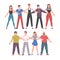 Happy People Standing Together with Arms Outstretched, Friendship, Solidarity, Help and Support Concept Cartoon Style