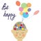 Happy person concept card with brain