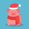 Happy pig in christmas hat celebrate holiday