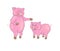 Happy pig family mother and son raster picture for children