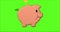 Happy piggy bank is fed with golden coins. Pink Piggy Bank Animation - Save Money, Revenue.