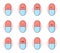 Happy pills are smiling. Cute pills and tablets on a white background. Medicines with emotions, eyes, a smile, happiness