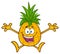 Happy Pineapple Fruit With Green Leafs Cartoon Mascot Character With Open Arms Jumping