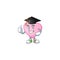 Happy pink love balloon wearing a black Graduation hat