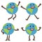 Happy Planet Earth character giving a thumbs up and celebration