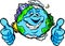 Happy Planet Earth with Thumbs up Gesture Cartoon