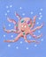 Happy playful funny octopus underwater