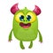 Happy pleased cartoon baby monster. Halloween vector illustration.