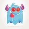 Happy pleased cartoon monster. Satisfied monster emotion. Halloween vector illustration.