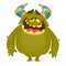 Happy pleased cartoon monster. Satisfied monster emotion. Halloween vector illustration.